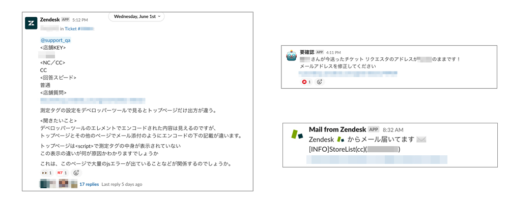 Zendesk導入事例 フューチャーショップ slack連携イメージ