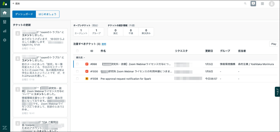 Zendesk導入事例 京都大学 利用イメージ
